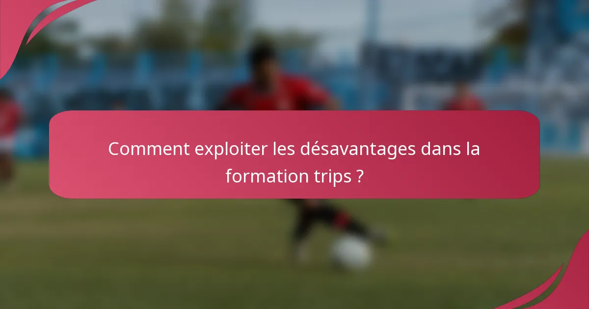Comment exploiter les désavantages dans la formation trips ?